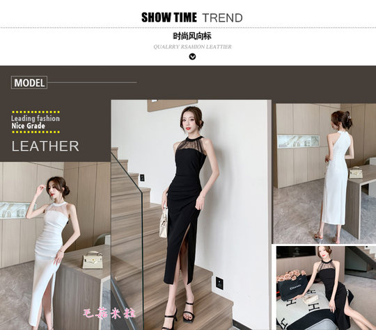 无袖连衣裙女夏季2025新款高级感气质修身法式名媛钉珠显瘦吊带裙