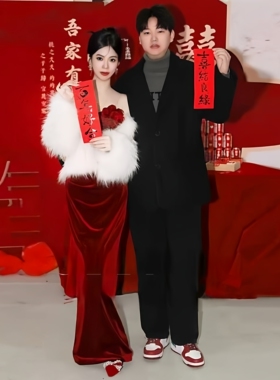新娘仿皮草毛披肩敬酒服外搭2025新款冬季加厚保暖外套订婚礼服女
