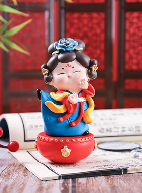 创意国潮唐宫赋不倒翁侍女摆件