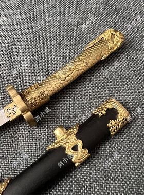 桌面微兵摆件水龙茶刀古风龙纹装饰刀剑金属带鞘收藏摆件未开刃