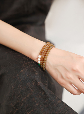 新中式国风和田玉且末糖料手串女