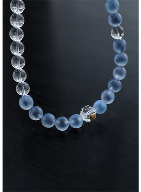 蓝糖心白水晶纳福双圈手串