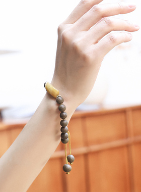 工逍遥八珍合香珠金丝玉单圈手串