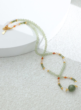 晴水白水晶彩锆石项链多圈手串女