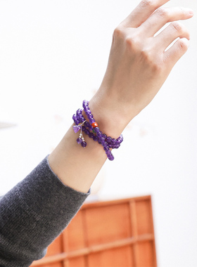 紫水晶莲蓬蜜蜡多圈手串单圈项链