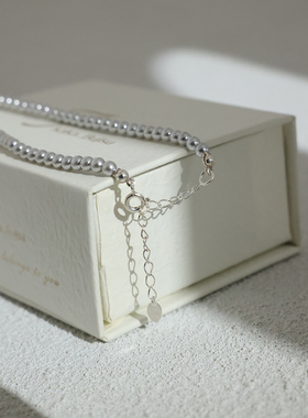 法式灰贝珠小米珠项链锁骨链女