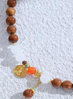 新中式库克和田白玉度母多宝手串