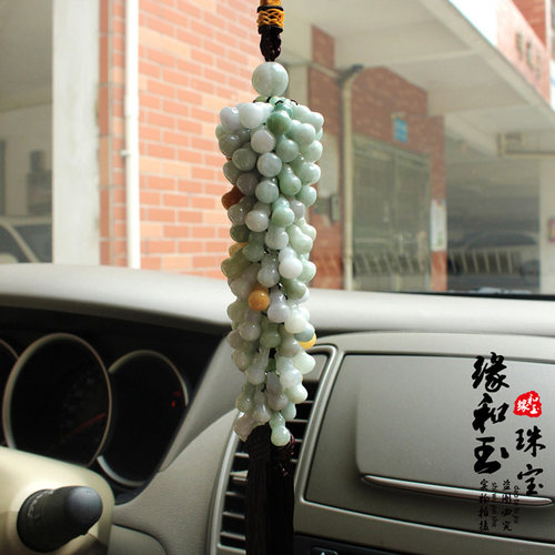 天然翡翠玉 汽车挂件 玉葫芦车挂 平安包挂 保平安汽车内挂饰挂件 - 图3