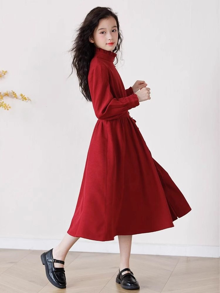 英国next music女童红色连衣裙秋冬装过年礼服中大童新年加绒裙子,淘宝优惠券,粉丝福利购,淘宝优惠卷