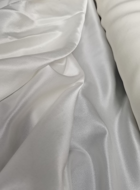 白色弹力缎宽幅素色旗袍唐装面里布可绣花印花服装布料