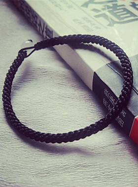 时尚风黑色手工编织红绳玉米结