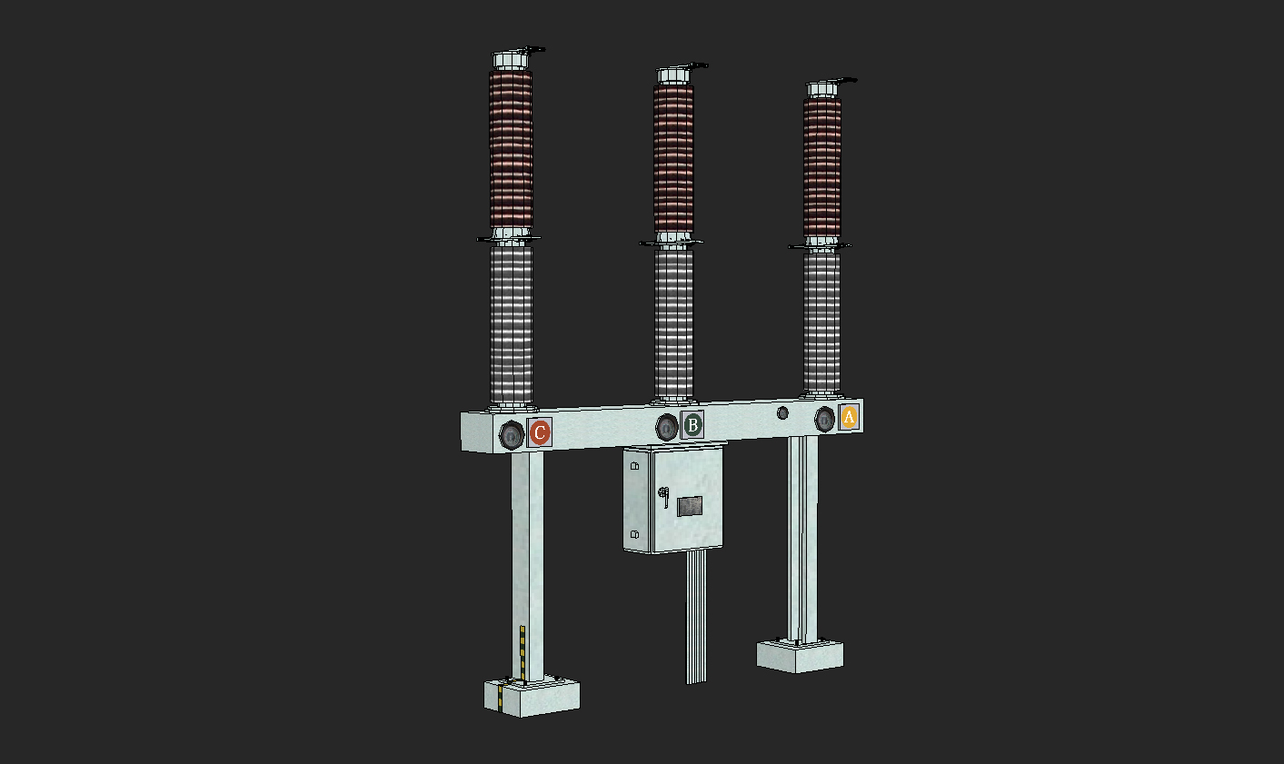电力设备3dsmax模型变压器3d模配电柜变电站max接地刀闸隔离开关-图3