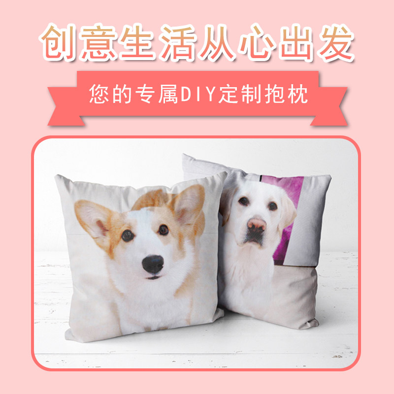 DIY方形抱枕定制企业LOGO靠垫明星照片来图定做创意午睡枕腰靠_虎窝淘