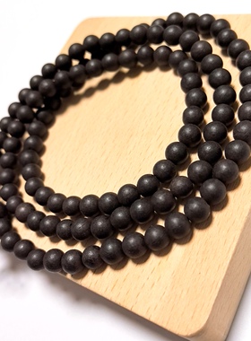 S402# 天然越南芽庄白奇楠沉香108颗佛珠手链6.3mm 药香 18.69克