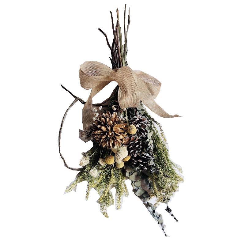 乡村花艺复古倒挂干花千层黄金球尤加利松果干花束客厅艺术花束 - 图3