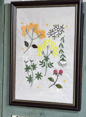 精致乡村田园家居饰品装饰画花草刺绣成品手工画绣花挂画别墅墙画