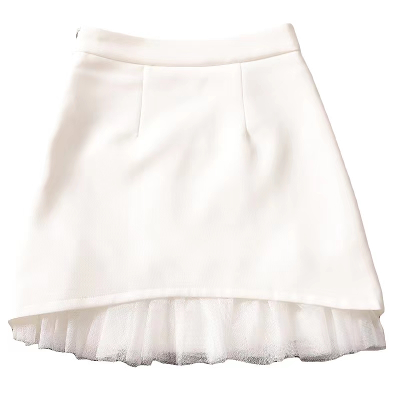 半身裙女短裙白色蕾丝设计a字包臀裙胖MM大码裙高腰显瘦赫本风裙 - 图3