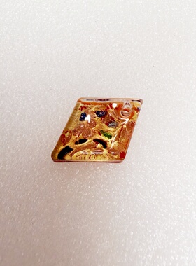 手工琉璃菱形金箔吊坠活力红金