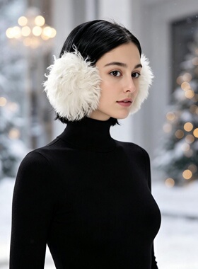 冬季真羊毛毛绒保暖防冻耳套女