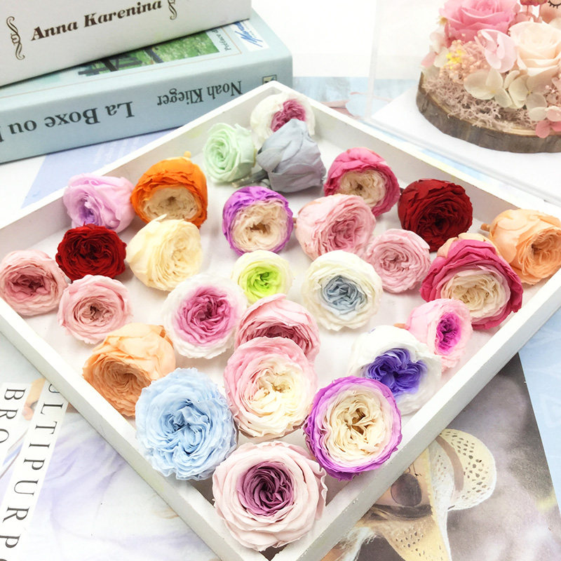 情人节永生花奥斯汀小号2-3cm巧克力玫瑰diy新年手工婚礼鞋盒材