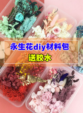 花掌柜永生花diy材料包干花玫瑰活动亚克力玩偶手办团扇花材