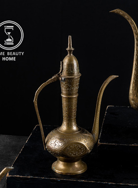 12.2  J新 欧式古董复古VINTAGE 黄铜装饰茶壶 道具装饰摆件 软装