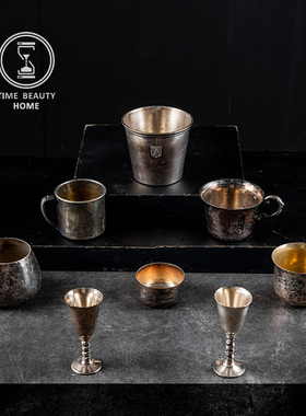 3.23  新 C组 欧式古董复古VINTAGE 镀银杯子 装饰摆件 软装INS