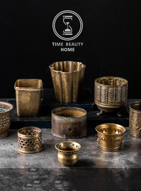 复古黄铜篮子摆件