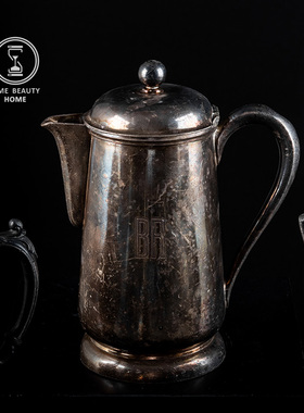 6.30 精 G组 欧式古董复古VINTAGE 镀银装饰茶壶咖啡壶 软装INS