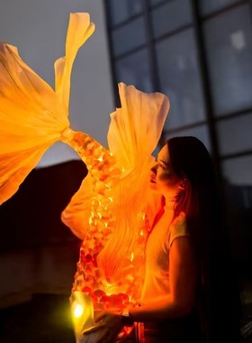 商业美陈橱窗装饰节日氛围国潮斗鱼吊灯发光成品锦鲤直销