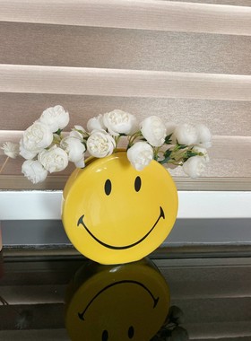 笑脸花器微笑可爱儿童卡通黄色插花花器花瓶潮玩潮流意大利同款