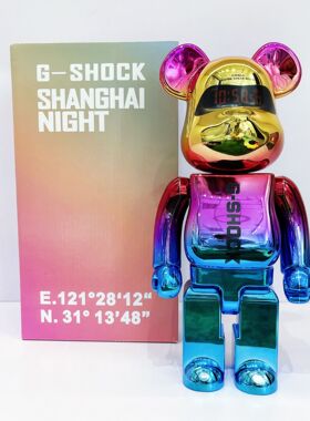 bearbrick电镀彩色熊暴力熊卡西欧积木熊家居摆件手办公仔28cm