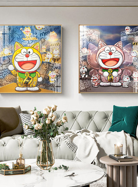 太农泰版画隐形富豪迎福哆啦A梦挂画卧室宿舍招财装饰画潮流挂画