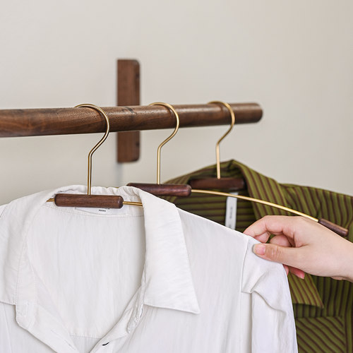 黑胡桃实木质衣架轻奢高级衣撑服装店专用酒店民宿晾衣挂衣服架子 - 图0