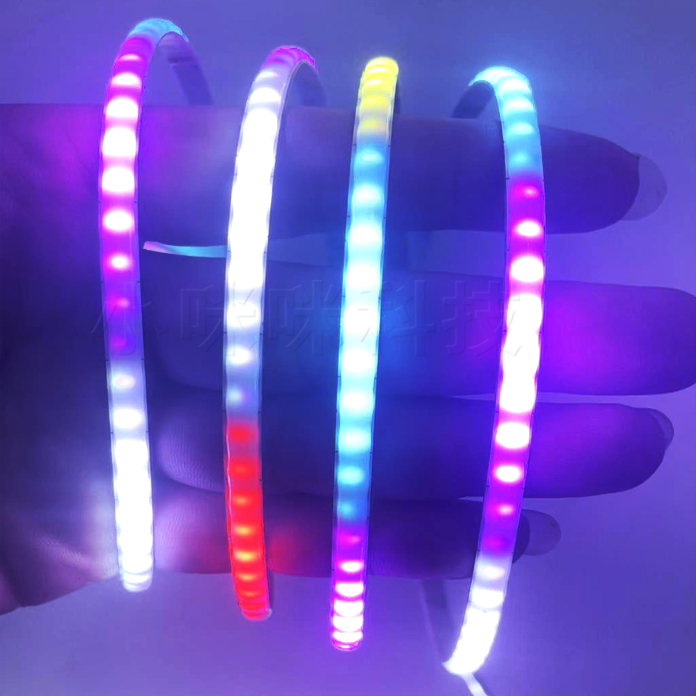 5V/12V窄版5mm跑马流水音乐COB幻彩LED灯带七彩音箱电脑氛围灯条 - 图3