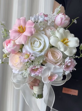 婚礼手捧花成品高级感仿真花玫瑰花束订婚领证拍照结婚礼物送新娘