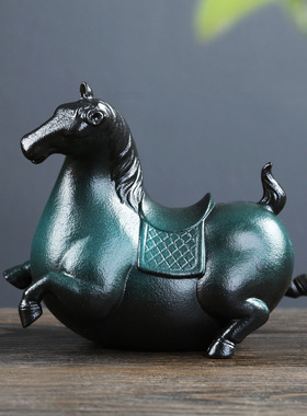 新中式小马工艺品陶瓷唐马摆件家居饰品博古架书房玄关酒店软装饰