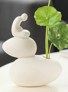 简约无相佛人物小和尚水培花插家居办公室桌面陶瓷花器小摆件禅意