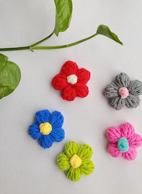 七彩毛线成品装饰花高质量可定制