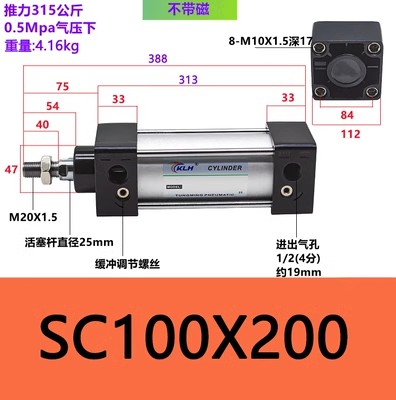 SC100X200/SC100X200-S带磁标准气缸 - 图0