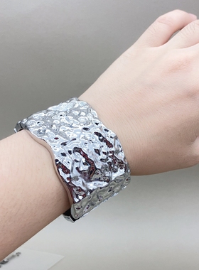 欧美跨境高级感几何褶皱手镯