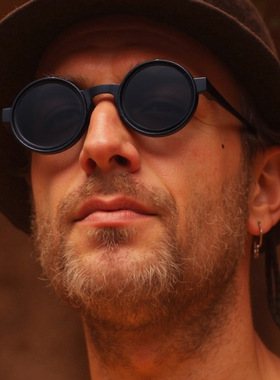 圆框男款手动可调变焦ND减光墨镜