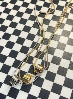 几何圆形钛钢项链男女款