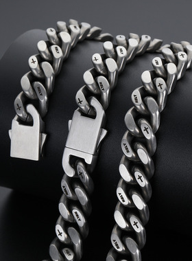 欧美钛钢男士古巴手链
