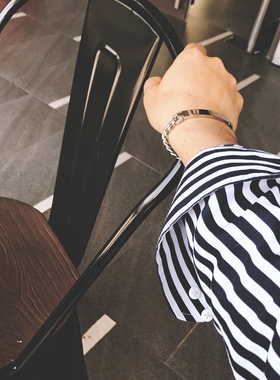 原创黑色亮面钛钢男手链