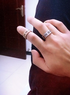 经纬度开口情侣钛钢戒指