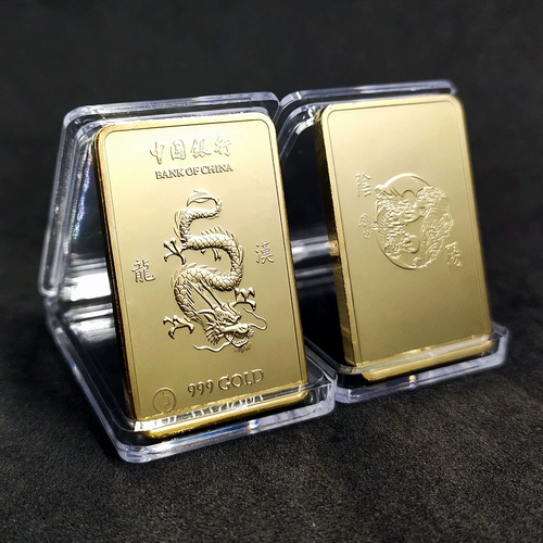 Guofeng Good Word Dragon Gold Block Коллекция иностранной валюты Gold Bar Tide China Dragon Gold Strip Мемориальная монета