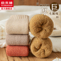 Ultra-thick wool socks female autumn and winter warm medium socks winter plus suede thickened cotton socks towel moon ladies stockings