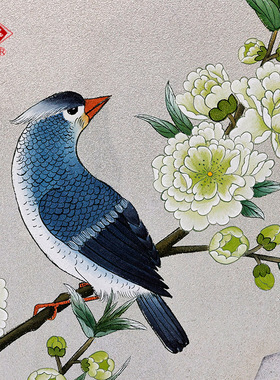 扬州漆器厂银箔手绘花鸟挂屏非遗手工艺挂画书房茶室办公室装饰画