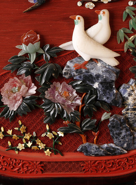 扬州漆器厂雕漆嵌玉和凤天祥台屏结婚生日乔迁礼品商务办公摆件